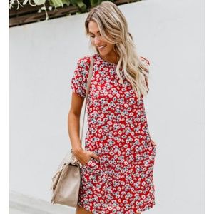 Brich Lane Floral Pocketed Shift Dress
